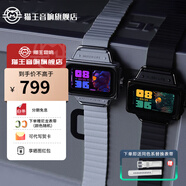 猫王灵感 MC WATCH轻智能潮酷腕表蓝牙手表30+常亮屏长续航方表心率监测老爹表男表时尚女表 W1+【朋克黑】