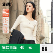 森马（Semir）毛衣女木耳边半高领圆领正肩2023冬紧身毛衫甜美简约109723107001