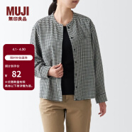 无印良品（MUJI）女式法兰绒 立领衬衫 格子 内搭 衬衣  BCB19C1A 黑色格纹 M