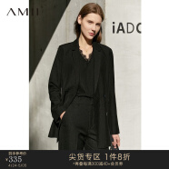 AMII职业西服套装女春夏新款休闲外套时尚西装两件套 黑色（西装） 155/80A/S