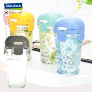 Glasslock韩国进口玻璃杯可爱凉水杯便携水杯创意杯清新随手杯带刻度 灰色钢化玻璃款(无印花刻度 380ml