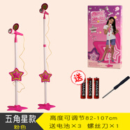 ZNMW儿童麦克风扩音音乐话筒带支架仿真卡拉OK唱歌玩具幼儿园区角礼物 卡拉OK66131（女孩色粉） 电池+螺丝刀