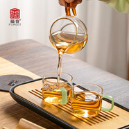 福容小水杯加厚耐高温带把透明高硼硅玻璃茶杯套装家用玻璃杯子100ml 绿玉(两只装)