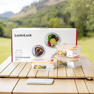 乐扣乐扣（LOCK&LOCK）耐热玻璃保鲜盒微波炉饭盒上班族学生便当盒水果饭菜保鲜碗三件套