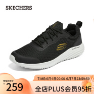 斯凯奇（Skechers）春季男缓震运动鞋网布透气舒适休闲鞋子232005 黑色/金色 41.5 