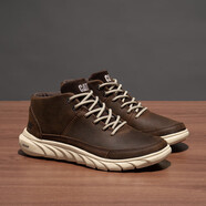 CAT男鞋秋冬中帮系带马丁靴户外耐磨真皮大黄靴轻便欧美工装鞋男 咖啡色 40 皮鞋码