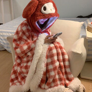 梦舒纷睡袍女冬睡衣春秋季可爱学生中长款加绒加厚宿舍家居服珊瑚绒卡通 美乐蒂红格斗篷+裤子 XL