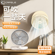 卡斐乐（Cafele）【挂立吊三用款】厨房挂壁电风扇usb所壁小风扇厕扇桌面电风扇空气循环扇迷你便携学生宿舍办公室 白丨台式/挂壁俩用免打孔丨