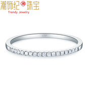 泽彩18k金戒指女玫瑰金18K金半圈钻AU750细尾戒感小确幸送 白金半圈钻 5号