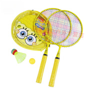 玛萨皇冠（Maza Honguan）儿童大圆拍3-12岁幼儿园儿童羽毛球拍小孩宝宝球类玩具 海绵宝宝黄色款