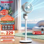 夏普 （SHARP）空气循环扇电风扇家用循环对流低噪大风量净化落地扇摇头节能四季扇立式涡轮换气扇 PJ-CD603B【遥控款+净化除菌】