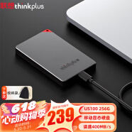 联想 thinkplus移动固态硬盘 USB3.2高速PSSD移动硬盘小巧便携读取400MB/S US100黑色【256G】