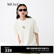 MO&Co.冬季卡通刺绣小黄鸭高领T恤 摩安珂萌宠部落 C11米白 S
