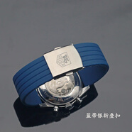 代用豪雅硅胶表带适配摩纳哥竞潜系列F1卡莱拉男女橡胶防水表链19 蓝色-新款银折叠扣 22mm