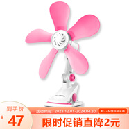中联台式微风夹扇 FF01-28柔软5叶片28cm学生儿童迷你电风扇电扇小电风扇 粉+4M国标延长线