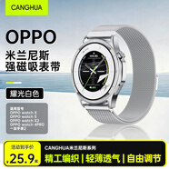 CangHua 适用OPPO Watch S/X2/X/4Pro表带 一加手表2米兰尼斯腕带金属磁吸表链女生男生运动手表配件