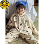 G.duck2025秋冬新品韩国童装中小童男童珊瑚绒小狗卡通家居服睡衣套装 米白色 130 cm