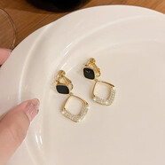 魅迪芬金色方圆脸螺旋耳夹无耳洞女新款耳坠小众独特耳环感法式耳饰 法式螺旋耳夹 无耳洞