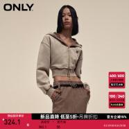 ONLY2024春季新款潮流休闲双向拉链口袋连帽短款卫衣女|12419R008 E09 深尘灰 160/80A/S