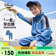 迪士尼（DISNEY）童装男女童立领前开长袖套装外套长裤两件套24春秋DB331TE07蓝110