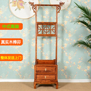 瑞呈堂 实木鞋柜玄关挂衣架子 家用落地定制新中式鞋柜 老榆木雕花  小鞋架梨花色