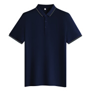 亚狮龙【桑蚕丝】亚狮龙高端商务polo衫短袖男夏季薄款修身黑色高级感 YC-3308宝蓝色 XL
