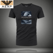 AEXP阿玛EA7XP尼旗下夏季新士丝光短袖圆领T恤棉体恤宽松打底短衫 黑色911 3XL