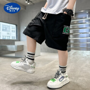 迪士尼（Disney）新款男童短裤夏季中大童休闲工装裤2024外贸儿童五分裤洋气中裤潮 黑色 120cm