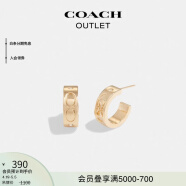 蔻驰（COACH）奥莱女士经典标志扣钉耳环 金色