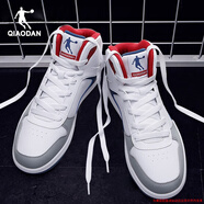 乔丹男鞋高帮运动板鞋休闲鞋秋季皮面防水休闲鞋学生运动鞋小白鞋子男 浅灰/生活蓝 40