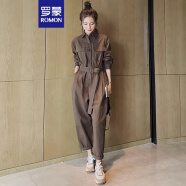 罗蒙气质女神范高级感工装连体裤女春秋2023新款休闲减龄连身衣裤套装 图片色 XL 115-130斤