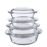 文盾（WENDUN） 微波炉光波炉专用器皿耐热玻璃套装碗烤箱玻璃餐具玻璃煲多规格碗 0.7L、1L、1.5L、2L四件套