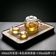 PGY日本进口品质玻璃茶壶单壶耐高温茶水分离过滤茶具家用可明火煮茶 共茗壶+小品杯*2+茶盘 450ml 501mL(含)-600mL(含)