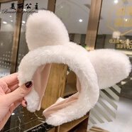 美丽公主发箍女洗脸猫耳朵头箍可爱少女心宽边毛绒洗脸防滑压发发卡子发饰 3#猫耳白色