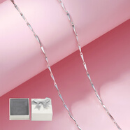 银项链女18K金链子S925纯银金包银素链闪O锁骨链配链无吊坠不掉色 瓜子链-S925银-送礼盒 40厘米