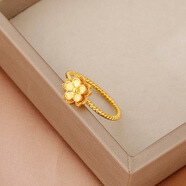 花饰庄园法式轻奢立体花朵戒指复古中式螺旋状莲花指环感情人节 莲花戒指黄金色