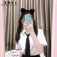 美丽公主发箍女洗脸猫耳朵头箍可爱少女心宽边毛绒洗脸防滑压发发卡子发饰 1#猫耳黑色