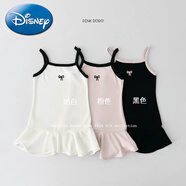 迪士尼小童韩版背心裙宝宝无袖公主裙2025夏:女孩儿童荷叶边吊带连衣裙 粉色+黑色 90