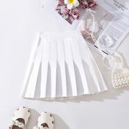 童槐女童百褶裙jk制服小学生百搭黑色学院风春秋季休闲裙子小女孩 白色裙 140 身高126-135 65斤