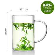恩寿溯1200ml水杯耐高温泡茶杯高硼硅玻璃杯大容量喝水杯子带盖吸管杯 超大容量畅饮杯【无盖】1200ml 超大容量1L-1.2L超大容量