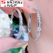 SNQP2024年新款潮波西米亚风大耳环女春夏时尚网红耳圈银针满水钻耳饰