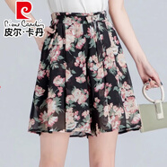 皮尔卡丹（pierre cardin）碎花雪纺五分裤女夏裙裤2025新款时尚高腰垂感宽松阔腿短裤女大码 花色 M 27