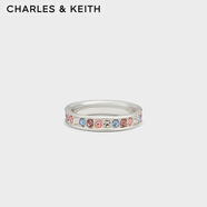 CHARLES&KEITH缤纷彩色水钻设计感戒指生日礼物圣诞礼物送女友CK5-32120429 Silver银色 M