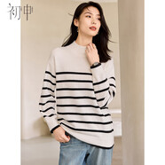初申秋冬厚款半高领针织衫女时尚撞色条纹简约毛衣毛衫S144Z9031