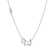 AGATHA臻我镂空小狗项链锁骨链法式优雅轻奢礼物女生 银色锆石镂空小狗项链 42-45cm