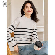 初申秋冬厚款半高领针织衫女时尚撞色条纹简约毛衣毛衫S144Z9031