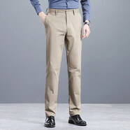 太子龙（TEDELON）夏季西裤男商务直筒青年正装韩版纯棉宽松大码休闲裤 卡其 33