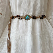 靓做 波西米亚民族风腰链女士腰带文艺复古连衣裙配饰时尚蝴蝶腰绳 三椭圆腰绳 1条