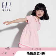 GAP女幼童2024夏季高腰洋装466248 粉色 100cm(2-3岁)亚洲尺码