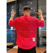 GTYUWVG2025夏季潮牌新款男装宽松体恤衫潮流韩版百搭字母刺绣简约半袖衣 玫红色 L 120-140斤